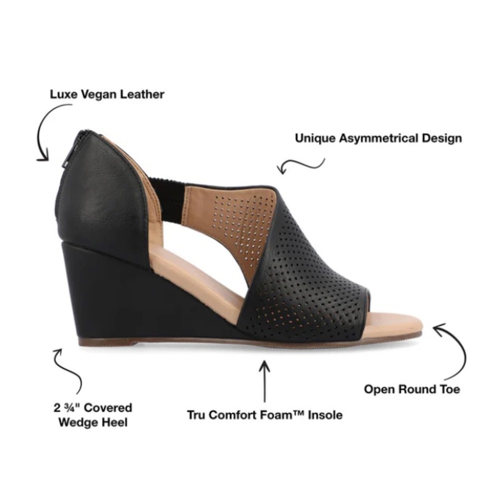 ARETHA WEDGE HEEL SANDALS IN FAUX LEATHER new in box